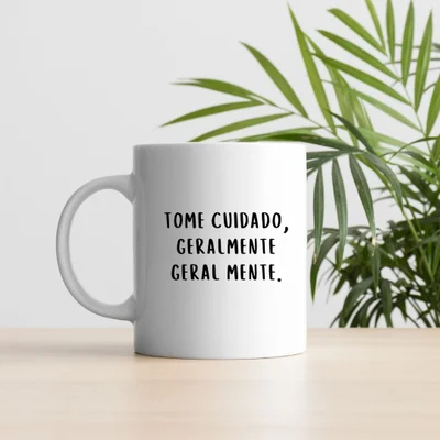 Caneca De Cerâmica 300ml Divertida com Frases Engraçadas Tome Cuidado, Geralmente Geral Mente Caneca De Cerâmica 300ml Divertida com Frases Engraçadas Tome Cuidado, Geralmente Geral Mente