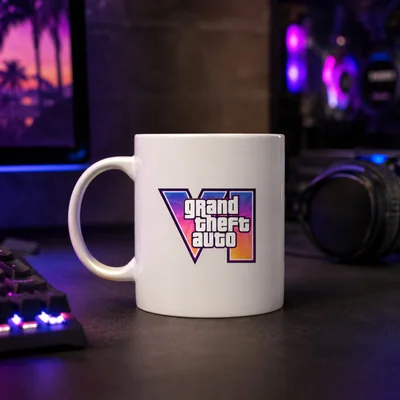 Caneca De Cerâmica 300ml GTA VI Grand Theft Auto 6 Logo Vice City Gamer Caneca De Cerâmica 300ml GTA VI Grand Theft Auto 6 Logo Vice City Gamer